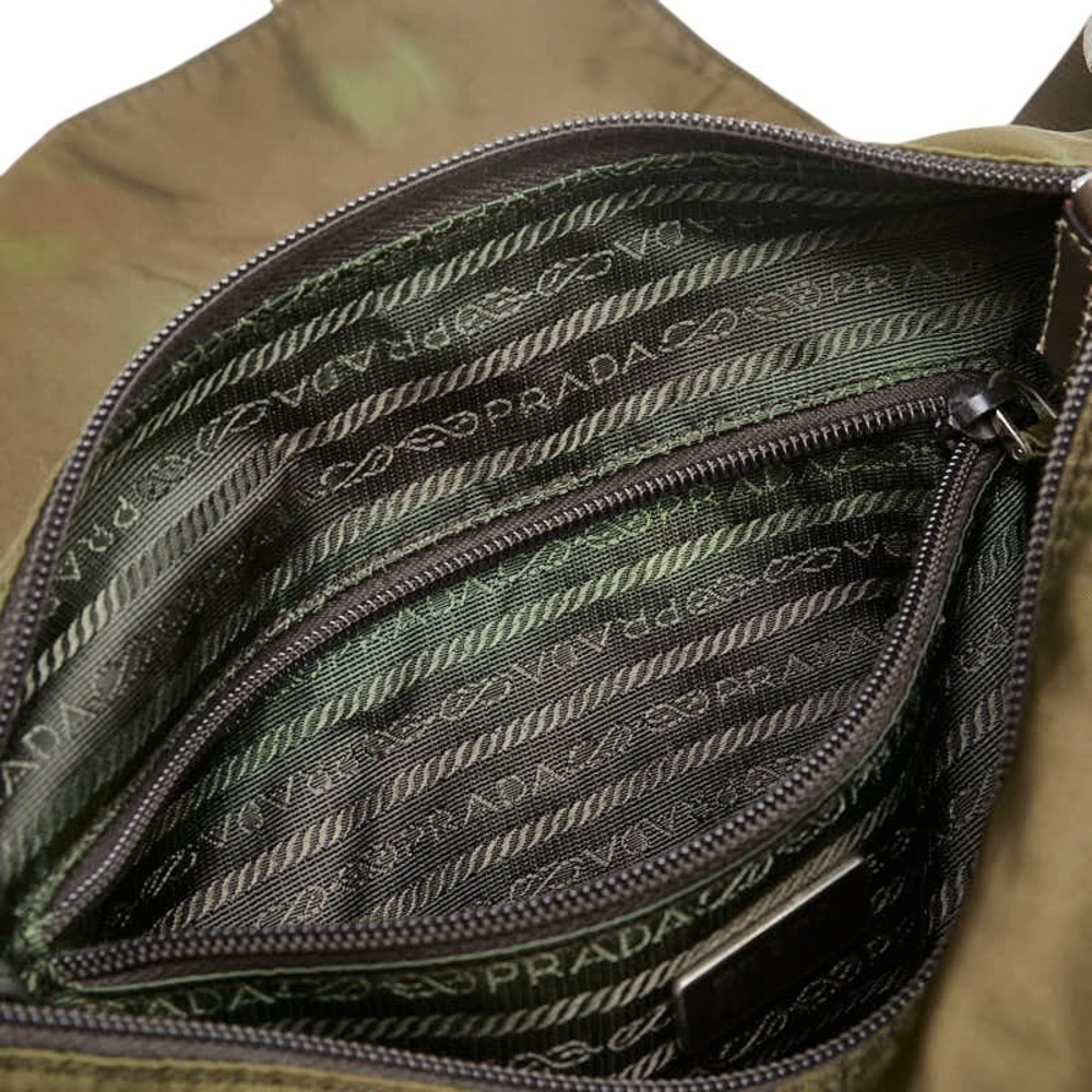 Prada Triangular Logo Shoulder Bag Messenger Khak… - image 6